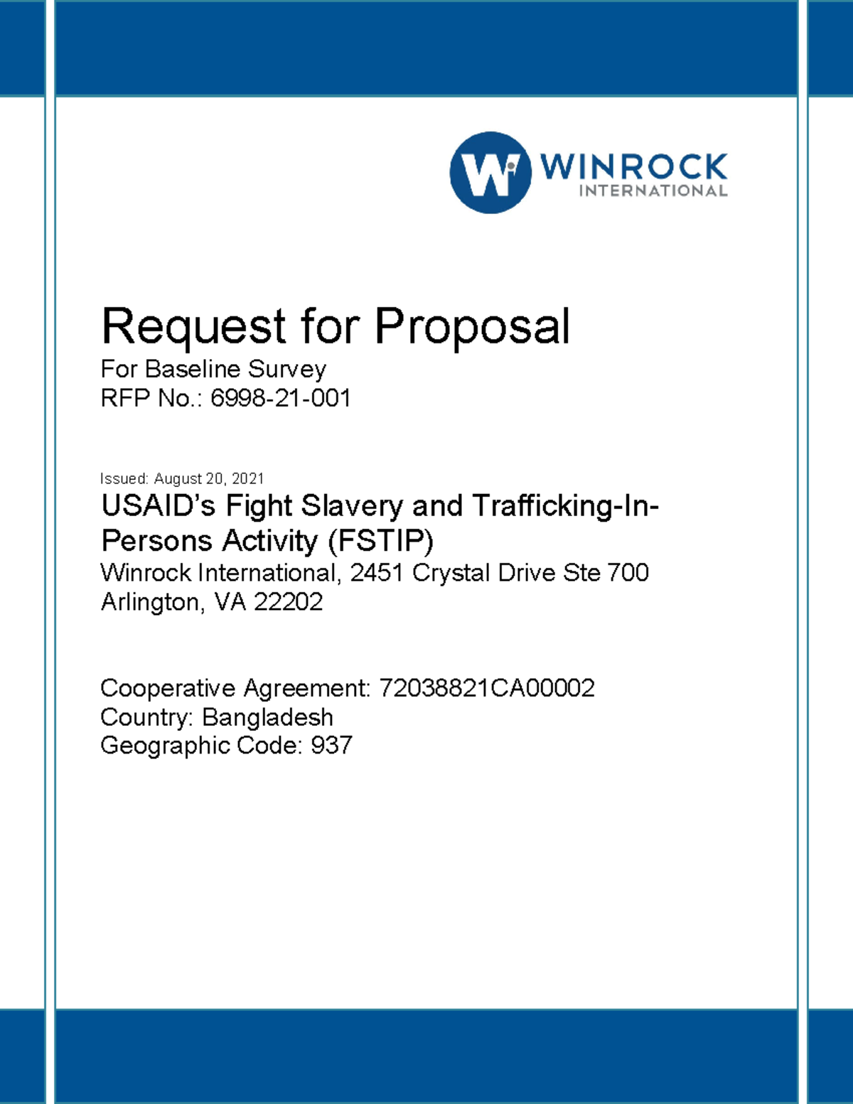 Baseline Survey RFP No. 6998-21: FSTIP Proposal Guidelines - Studocu