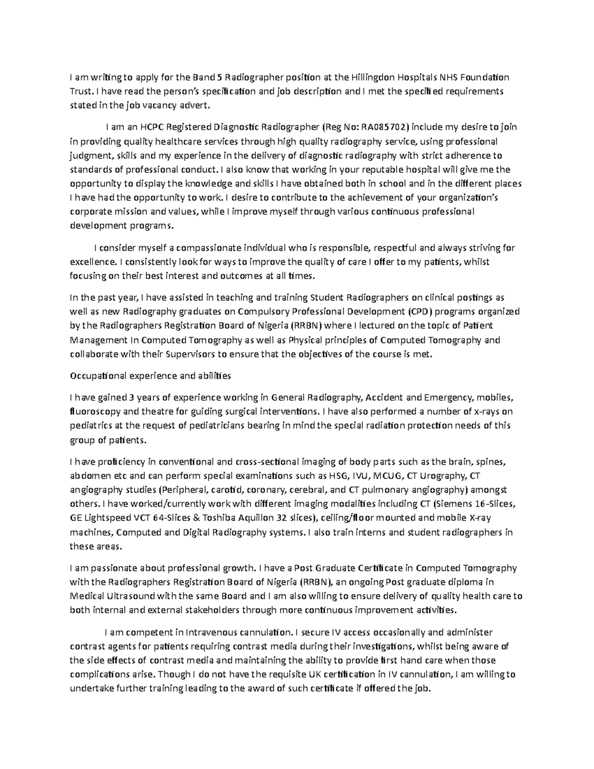 Supporting information Hillingdon Hospitals NHS Foundation Trust - I am ...