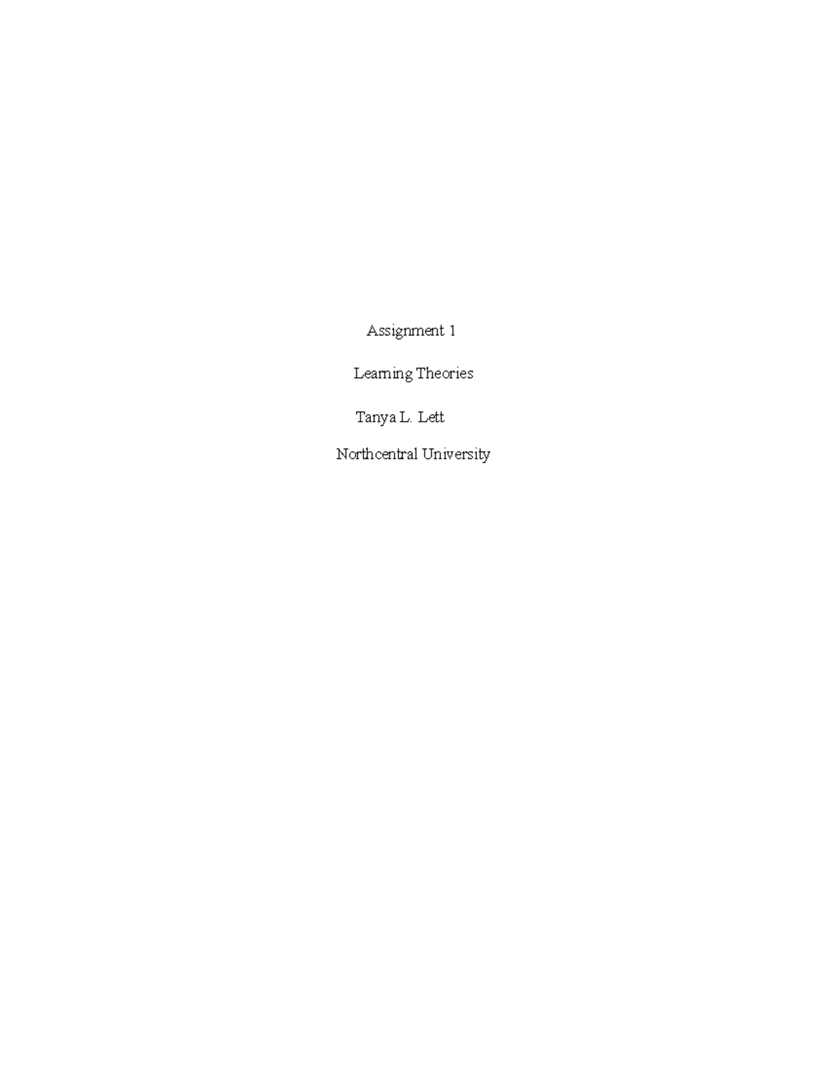 Assignment 1: Exploring Learning Theories in Education - Studocu