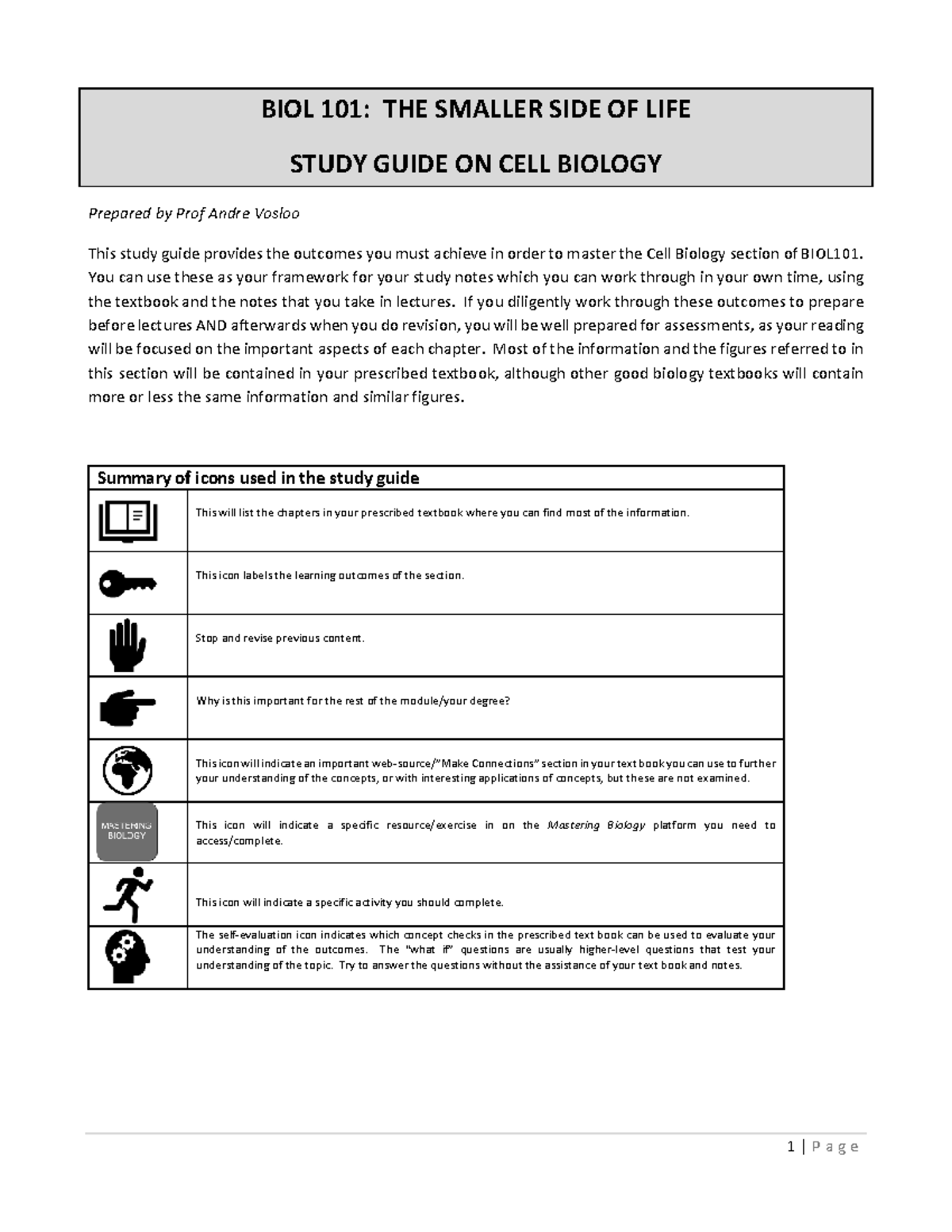 BIOL 101: 2023 Study Guide for Cell Biology Mastery - Studocu
