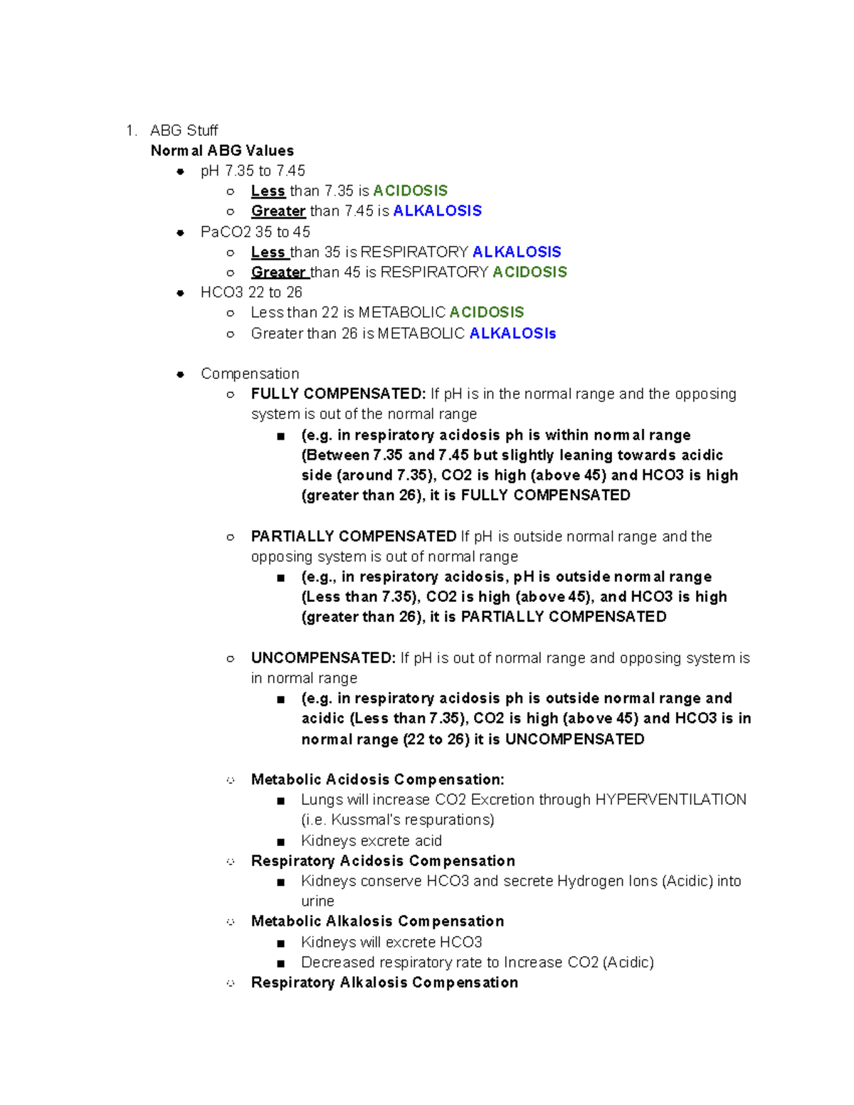 NURS 400 Final Review: Summary of Complex Health Concepts - Studocu