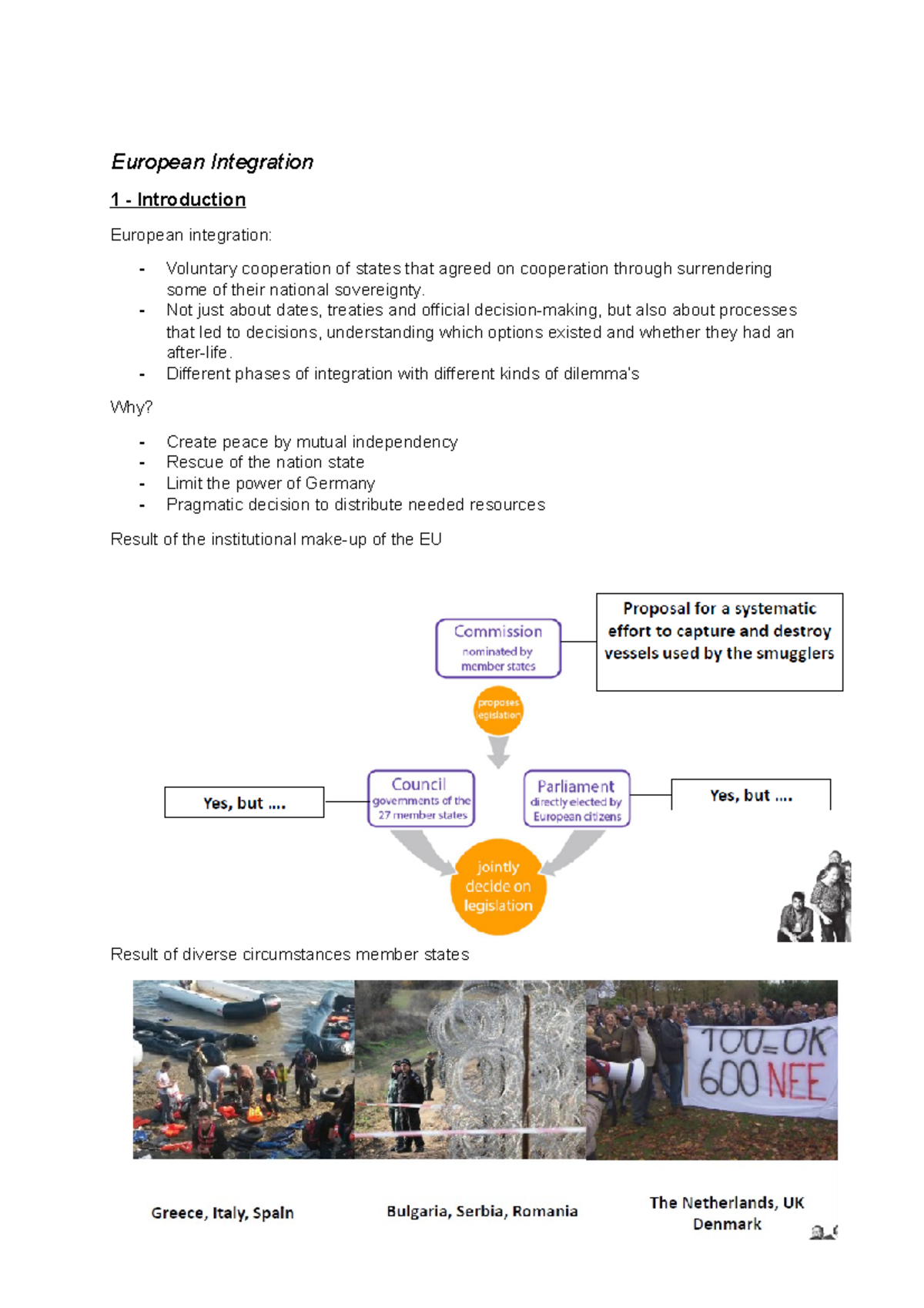 European Integration Course Summary: Key Themes and Processes - Studeersnel
