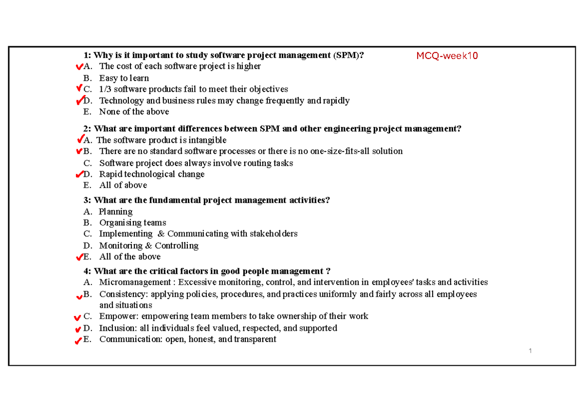 25S2 SPM Unit 10-13 MCQ Review and Key Concepts - Studocu