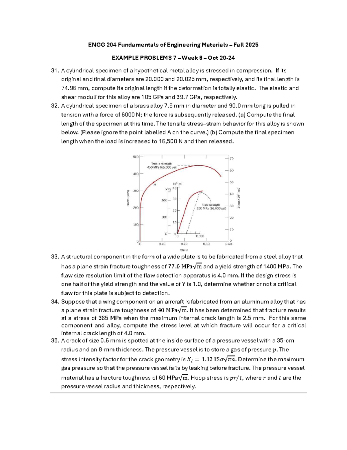 ENGG 204 Example Problems on Engineering Materials - Week 8 - Studocu