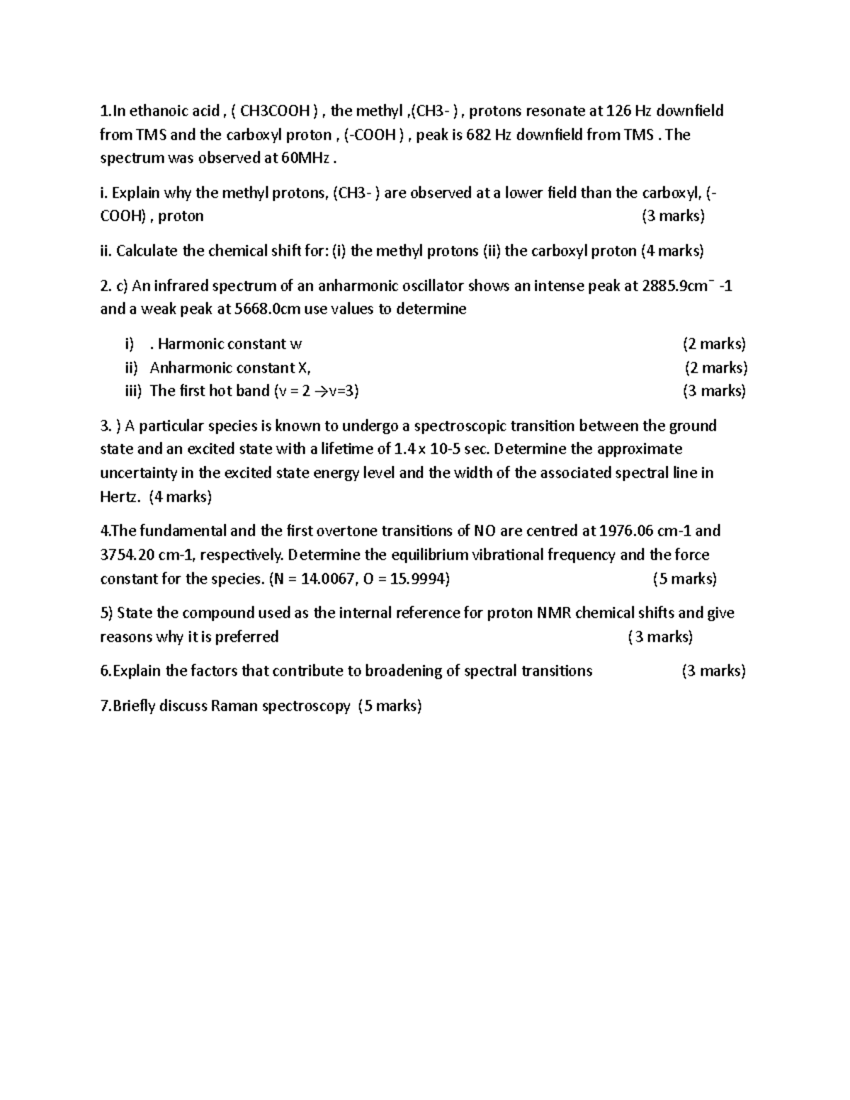 BCH 2207 Cat 2 - Assignment on Spectroscopy and Chemical Shifts - Studocu