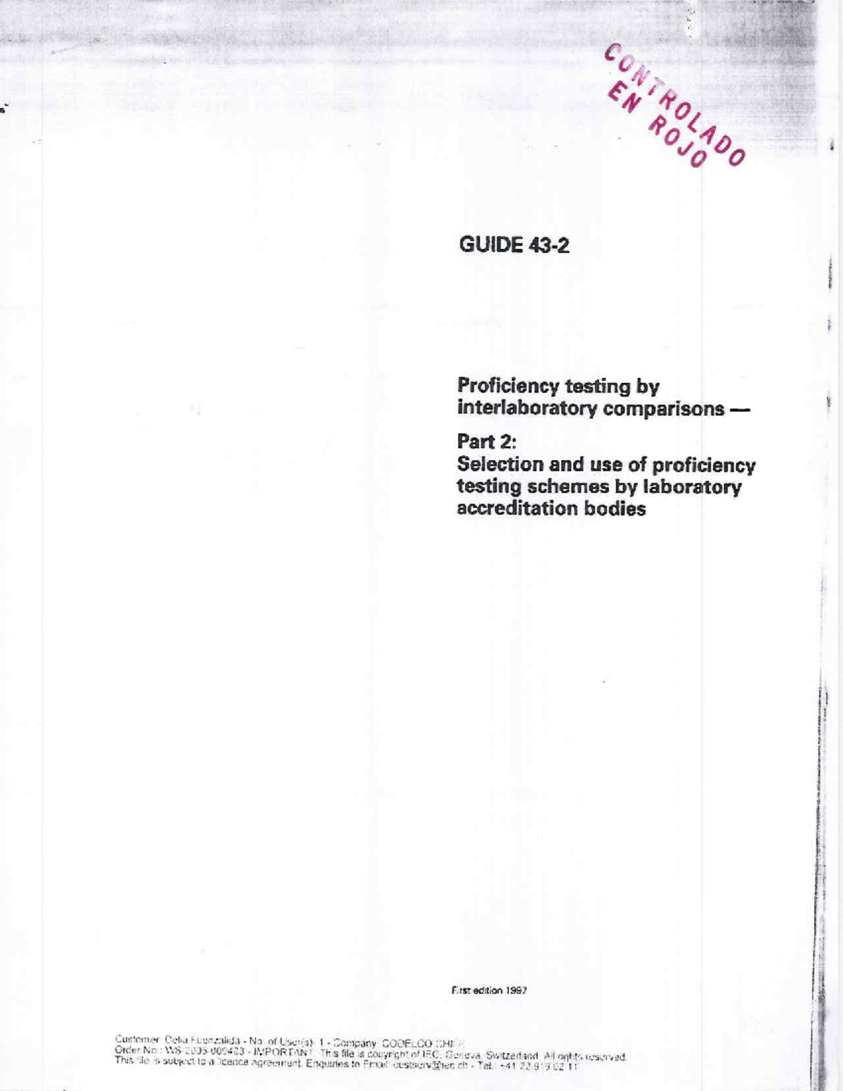 GUIDE ISO 43 - Proficiency Testing Schemes - Selection and Use - Studocu