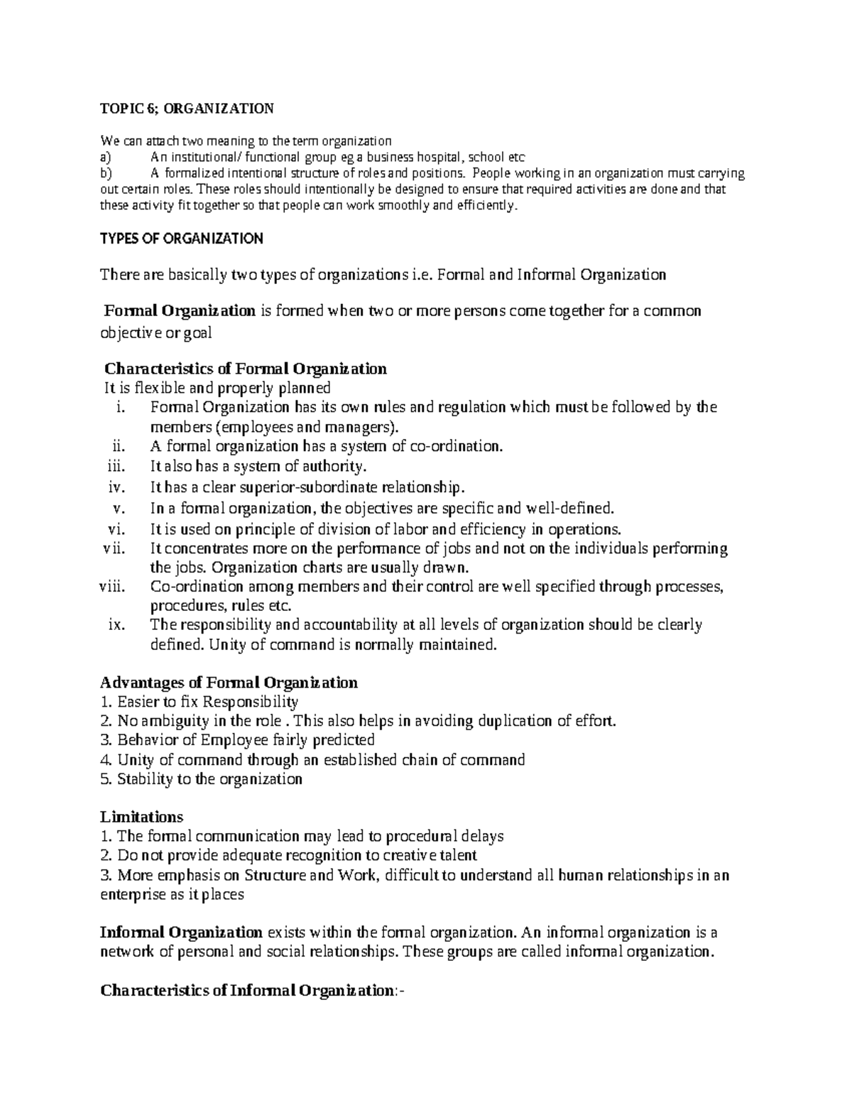 Topic 6: Organization of the Business Enterprise (Course Code: BUS 101 ...