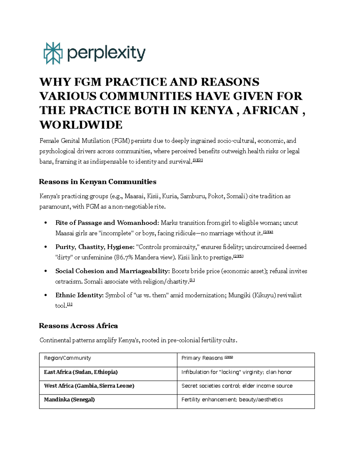 FGM Practices and Community Justifications in Kenya and Beyond - Studocu