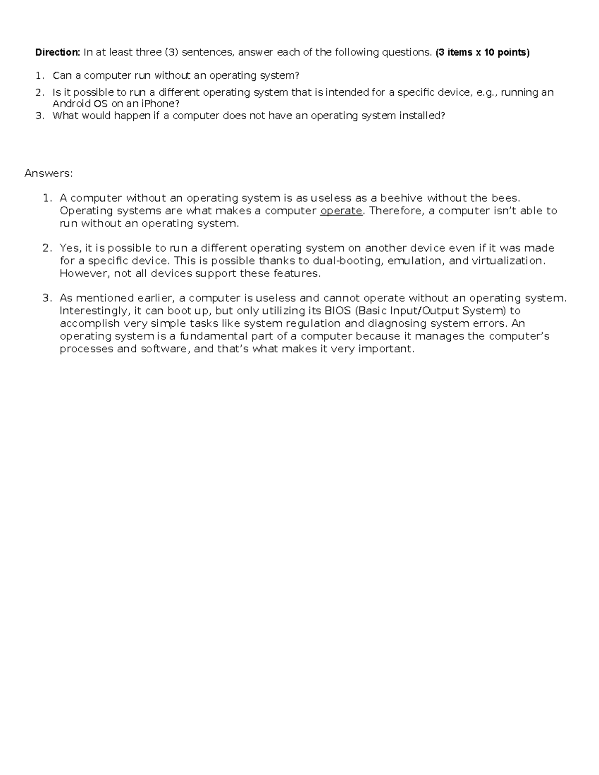 CP1 - OS (doc) - 3 questions about computers and operating systems ...