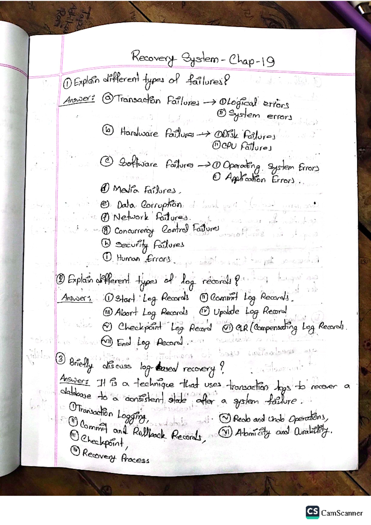 Adbms last 7 Chapters note - Recovery System I Explain different types ...