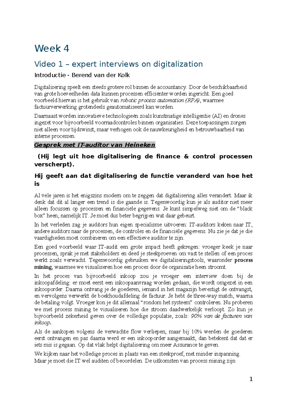 Week 4 - Expert Interviews on Digitalization in Accounting - Studeersnel