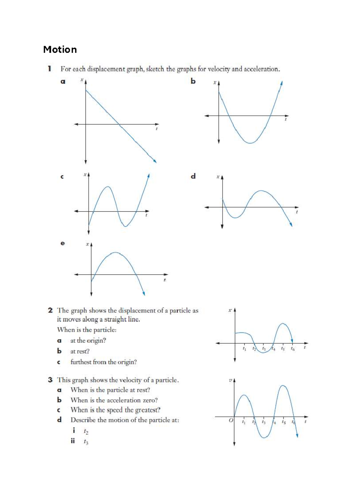 Calculus Motion Q Prelim Adv: Displacement, Velocity, and Acceleration ...