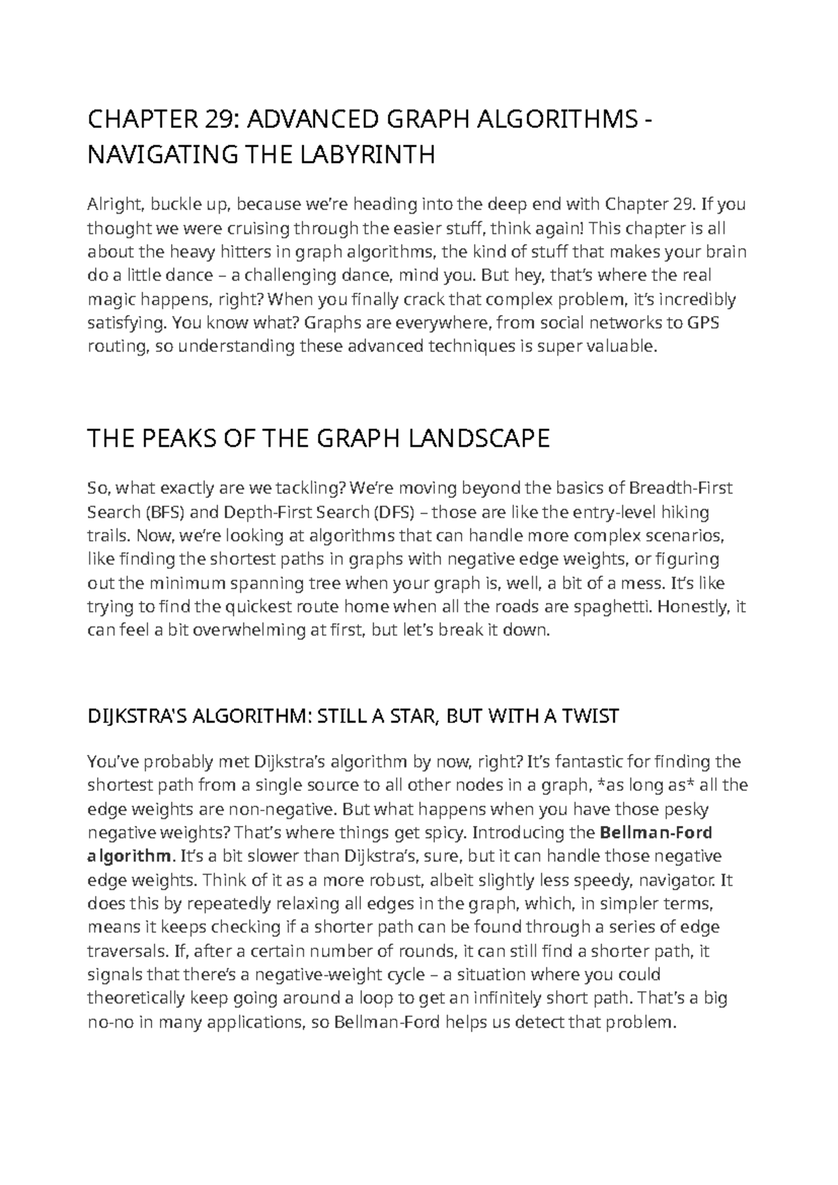 CHAPTER 29: ADVANCED GRAPH ALGORITHMS REVIEW DATA STRUCTURES + ALGO ...