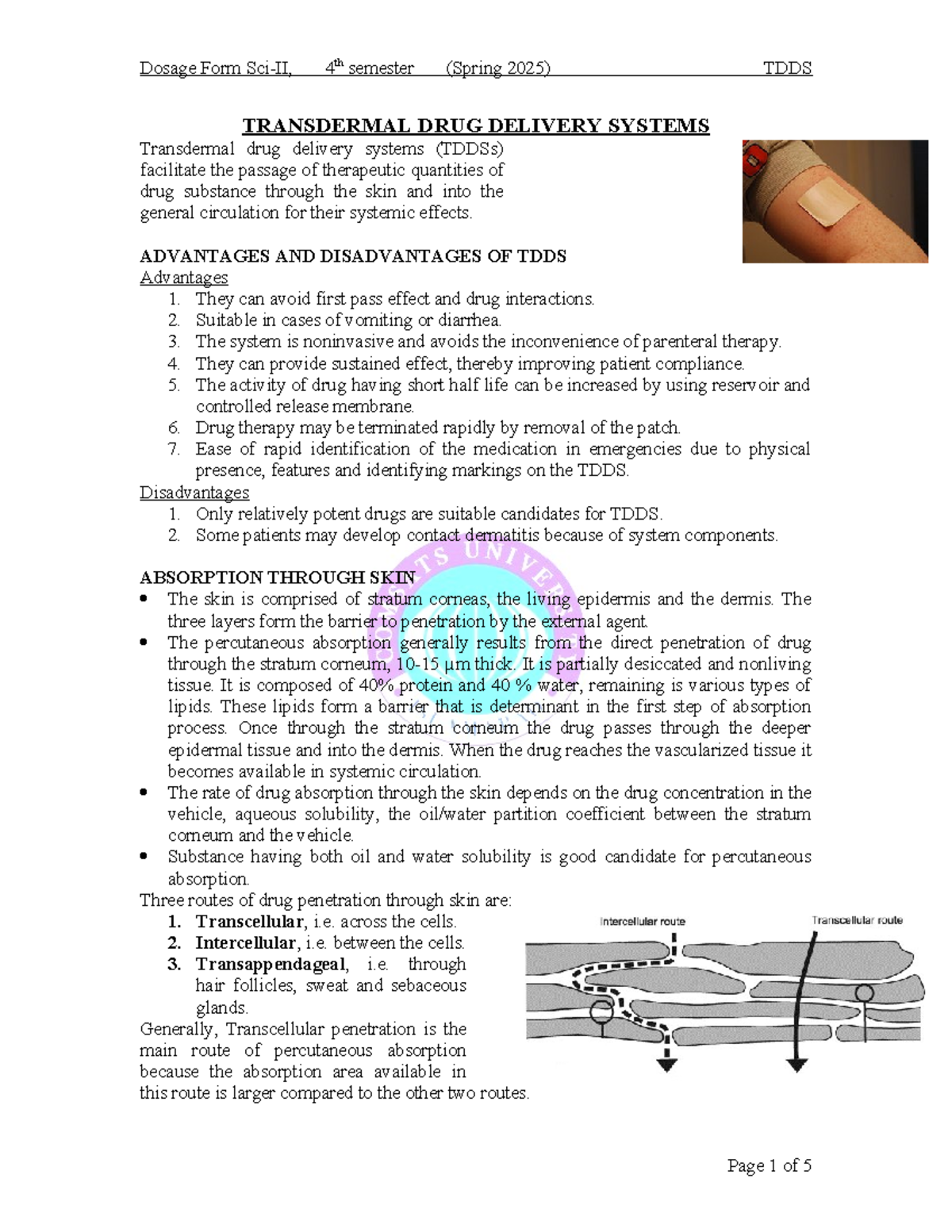 TDDS - this document is about transdermal drug delivery system in this ...