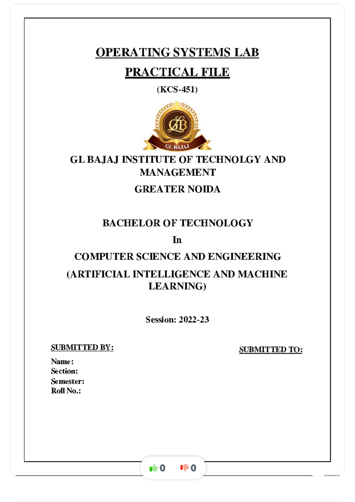 Final OS Lab Practical File - GL BAJAJ Institute of Technology - Studocu