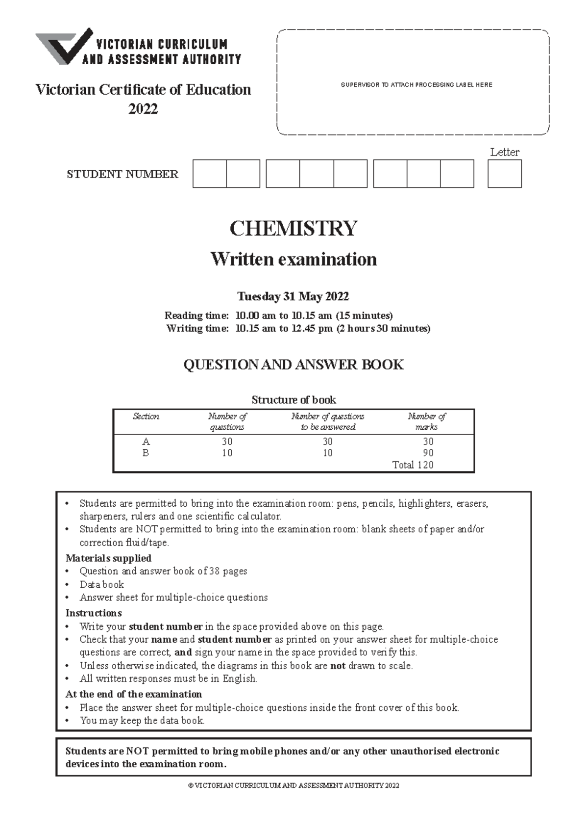 2022 Chemistry NHT Exam - Detailed Question & Answer Guide - Studocu