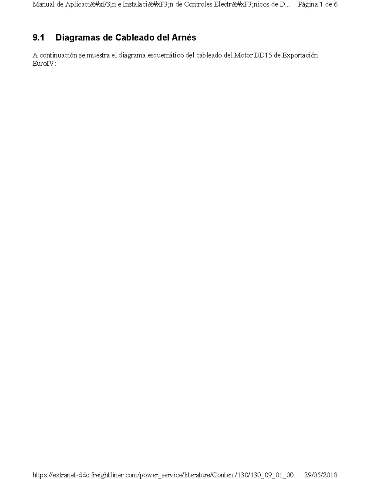 Diagrama de Cableado del Arnés del Motor DD15 EuroIV - Document Preview
