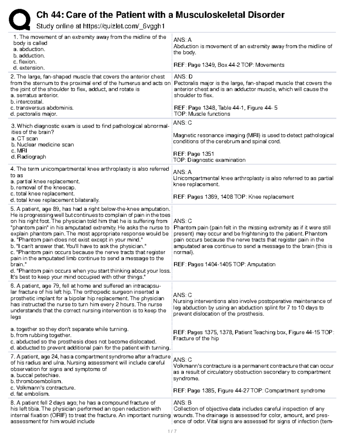 Musculoskeletal System: Chapter 44 Study Guide for Nursing Students ...
