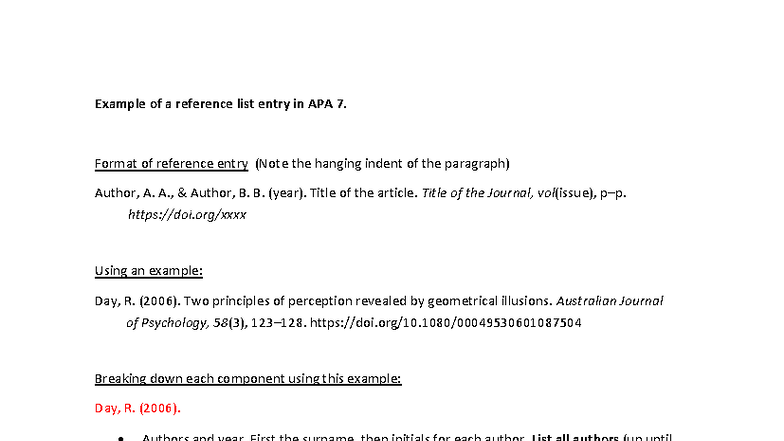 APA 7 Reference Entry Format Explained - Studocu