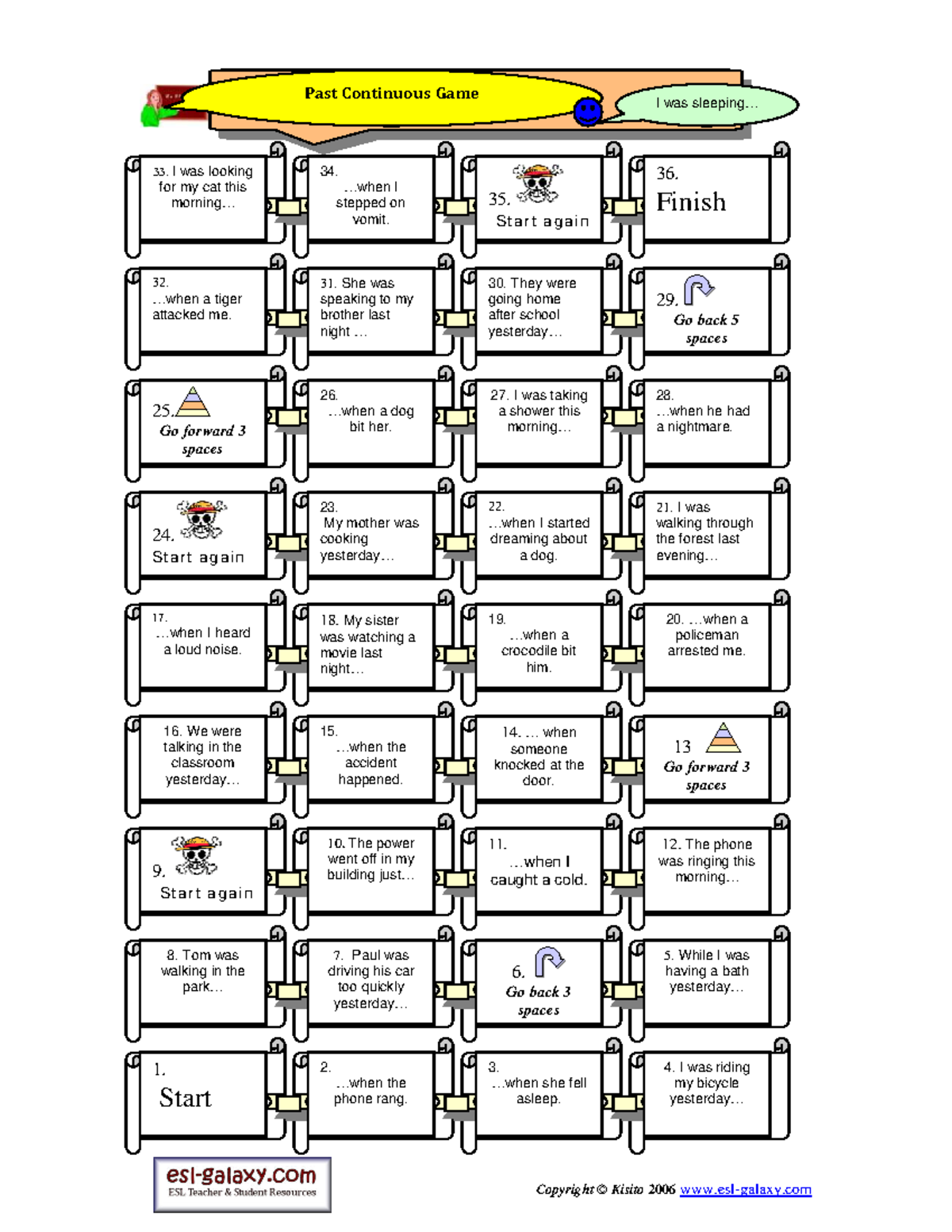 Past Continuous Board Game Instructions - Studocu