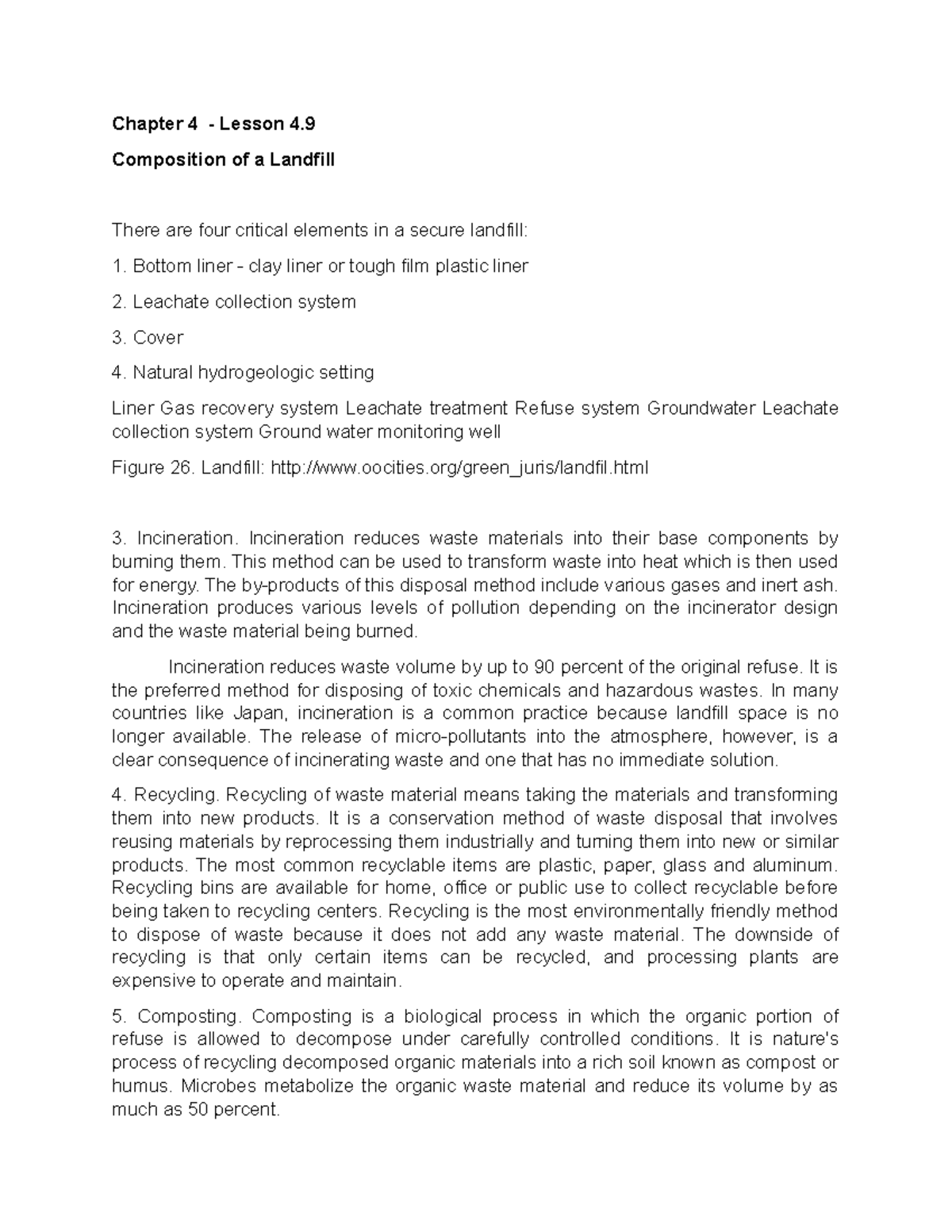 ENVI 101 - Lecture 4: Composition and Methods of Landfill Management ...