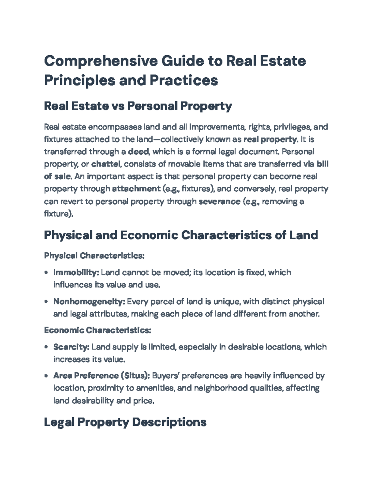 Comprehensive Study of Real Estate Principles and Practices (RE 101