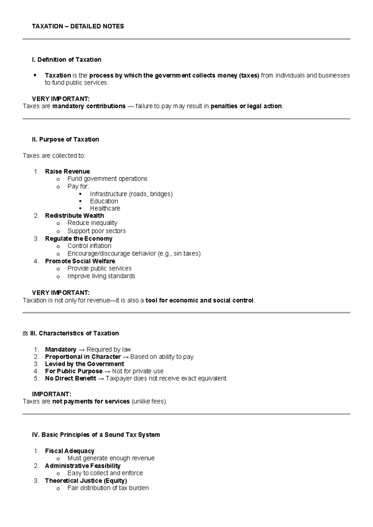 TAX 101: Comprehensive Taxation Notes for Final Exam Review - Studocu
