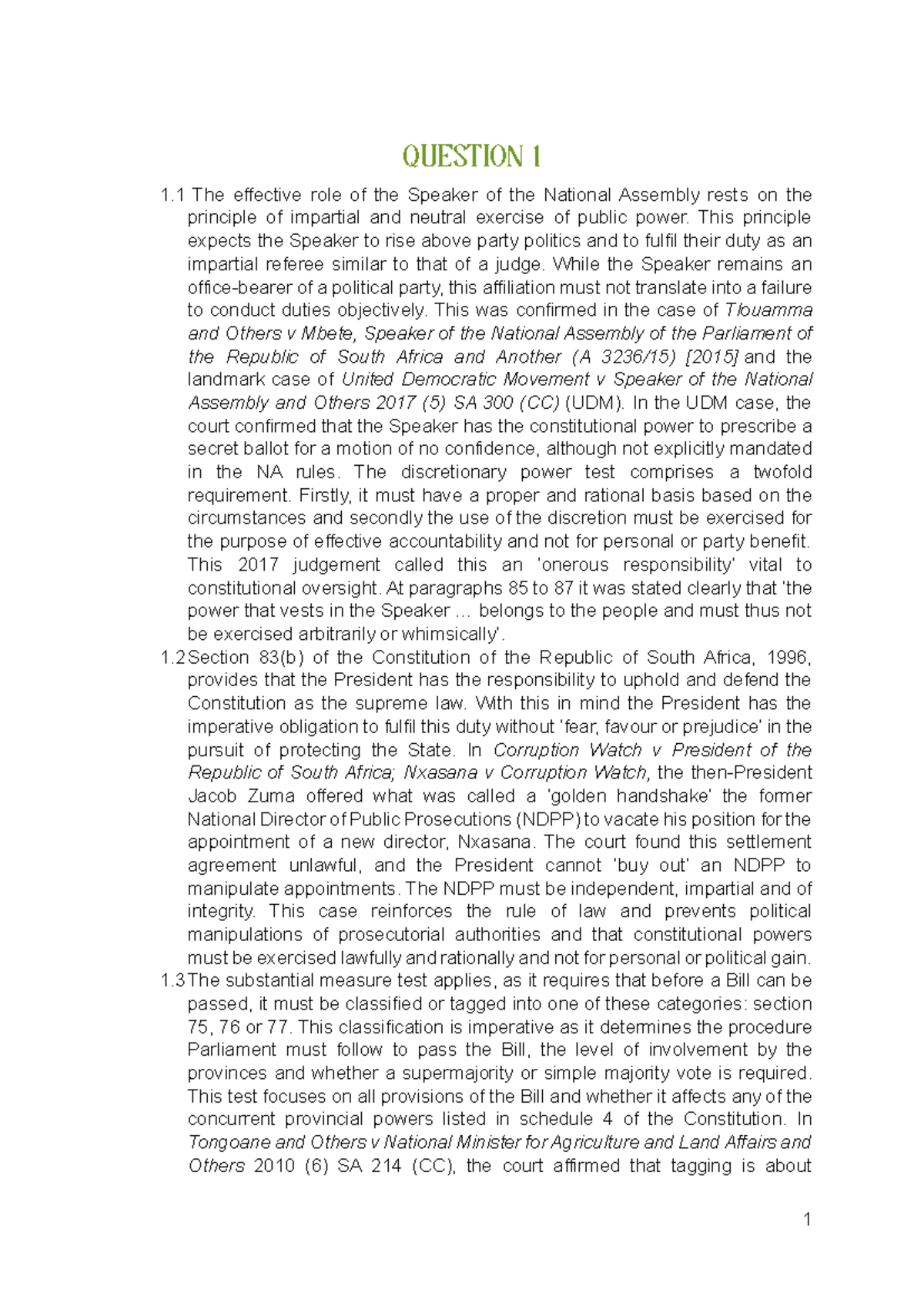 CSL2601 EXAM 2026 - SUMMARIES ON CONSTITUTIONAL LAW PRINCIPLES - Studocu