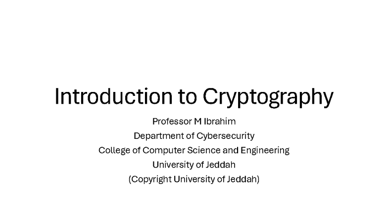 Introduction to Cryptography: Chapter 1 Overview (CS 101) - Studocu