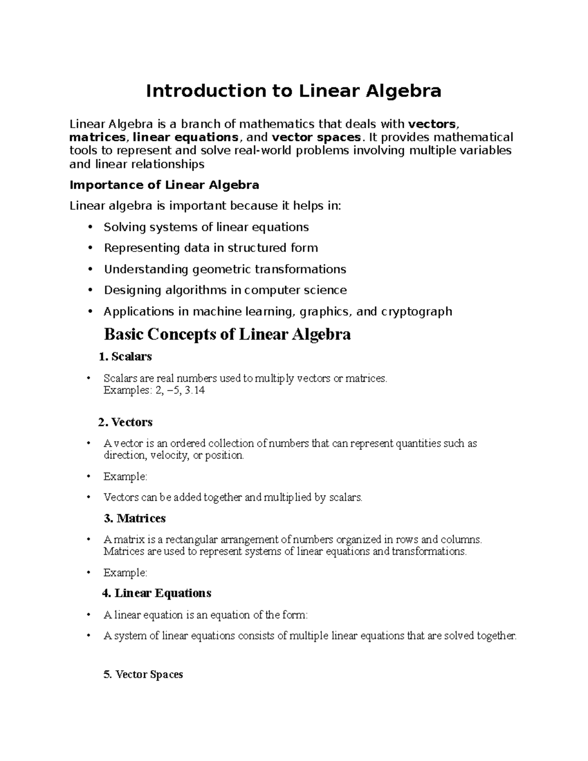 DM Assignment - UET: Introduction to Linear Algebra Concepts - Studocu