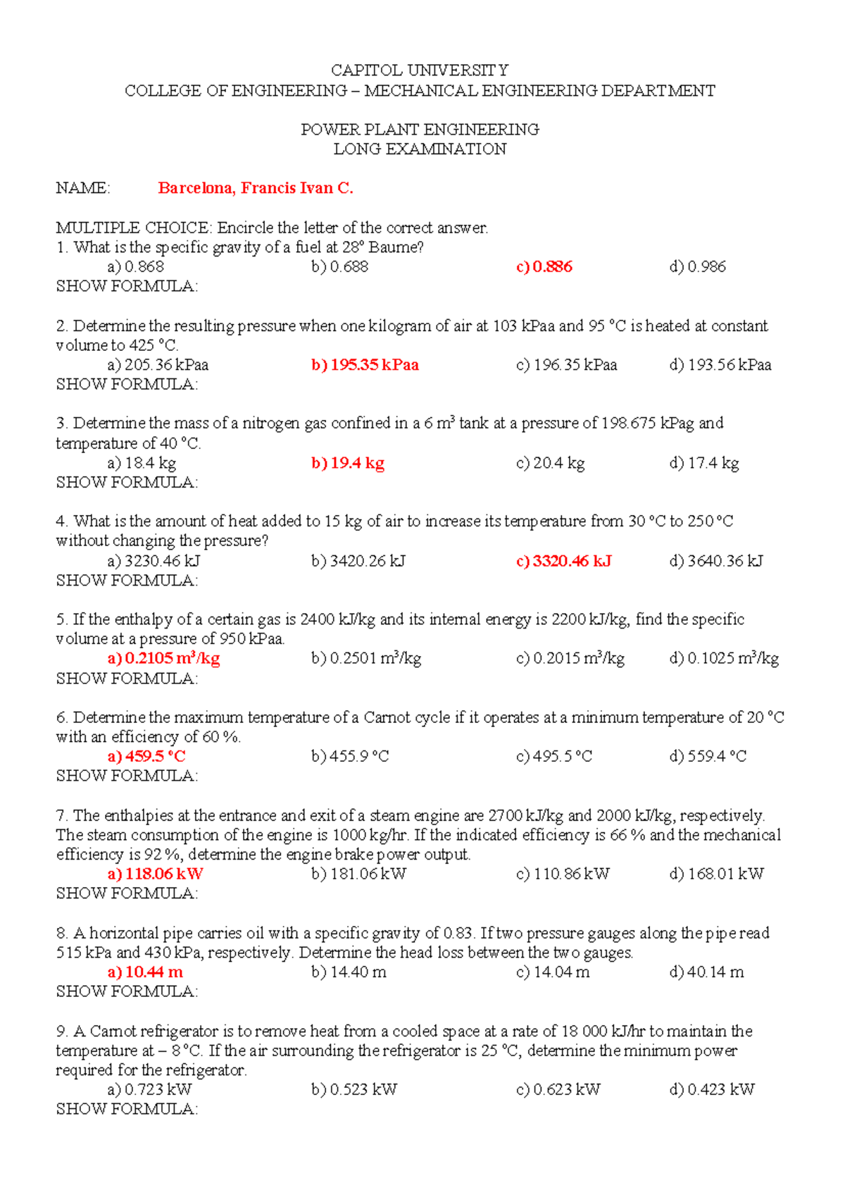 ME 101: Power Plant Engineering Long Exam Notes by Francis Ivan ...