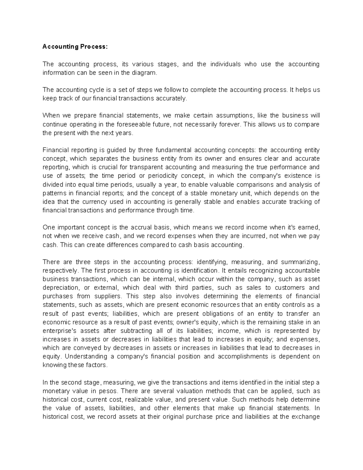 Par Cor ACC 101: Understanding the Accounting Process and Cycle - Studocu