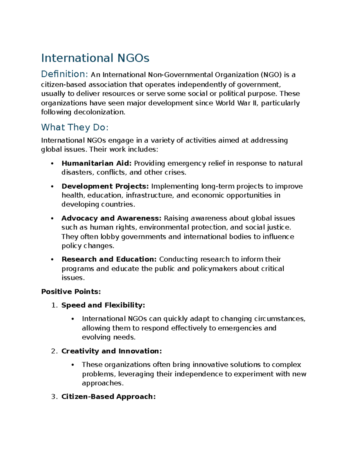 International NGOs: An In-Depth Essay Analysis - Studocu
