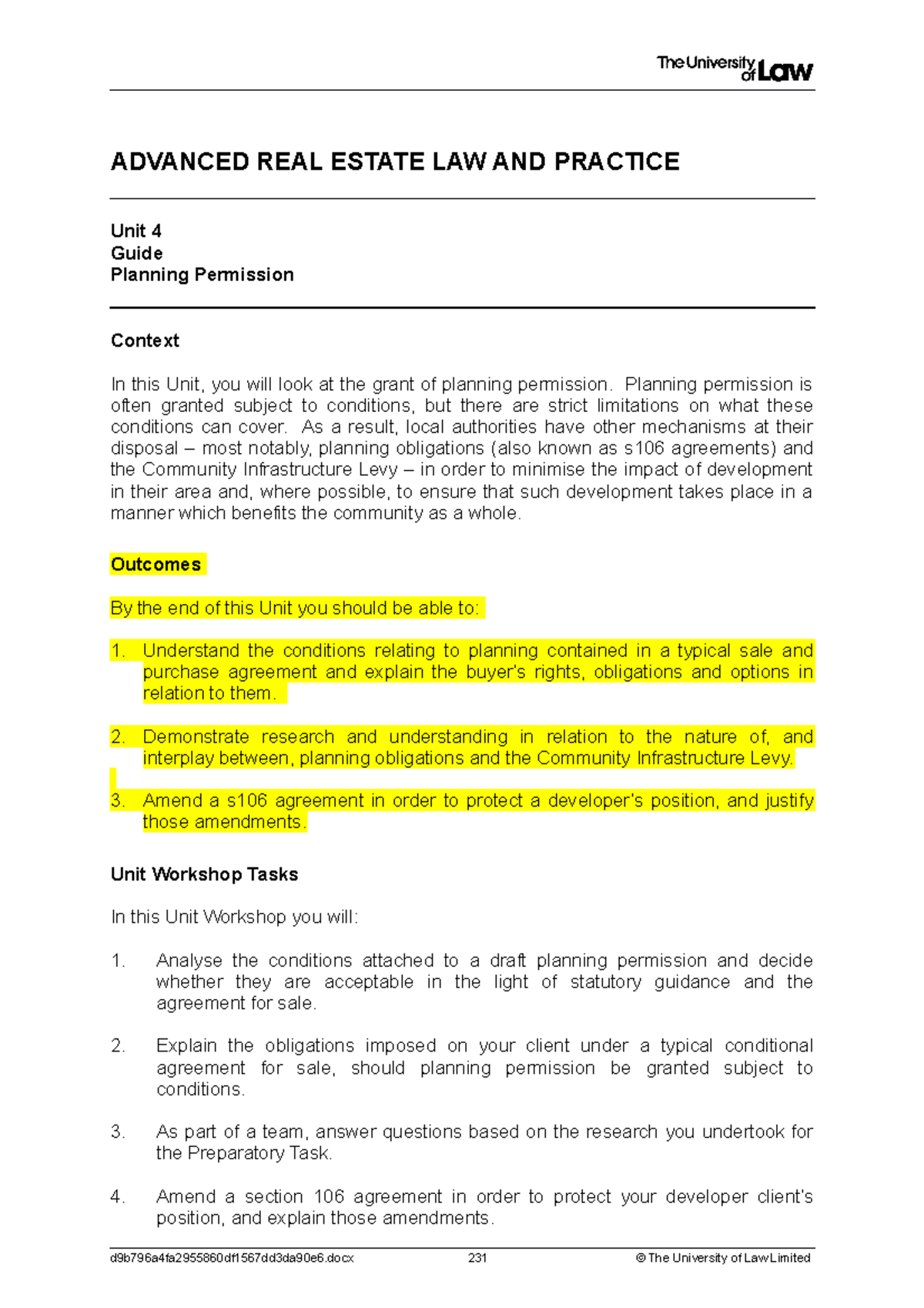 Advanced Real Estate and Practice - Workshop 4 - ADVANCED REAL ESTATE ...