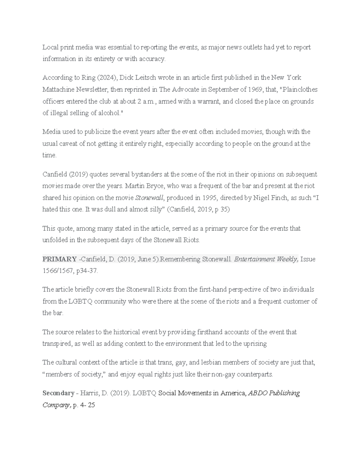 5-2 Project Draft: Deconstructing the Stonewall Riots Narrative - Studocu