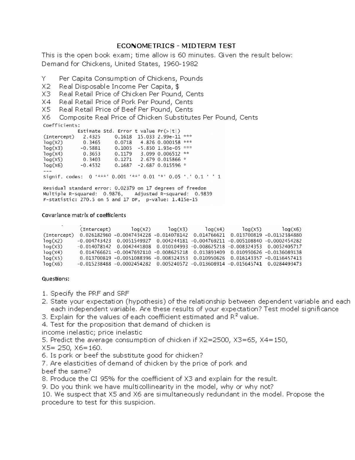 Econometrics - Midterm Test Review for DSEB63: Key Concepts & Questions ...