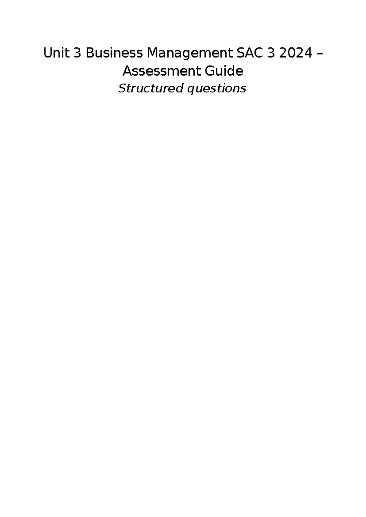BM 2024 U3O3 Practice sac solution - Unit 3 Business Management SAC 3 ...