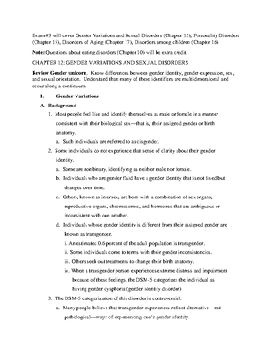 Abnormal Psych Study Guide Exam #2 updated - STUDY GUIDE: EXAM Exam#2 ...