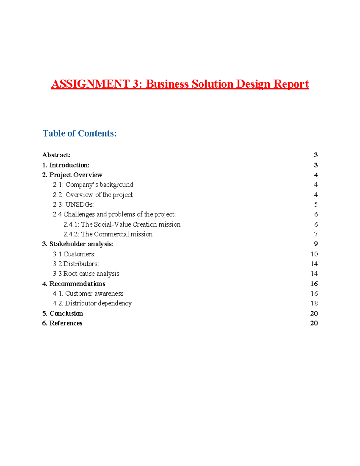 Business Solution Design Report for O-We Water: Assignment 3 BUSM2580 ...