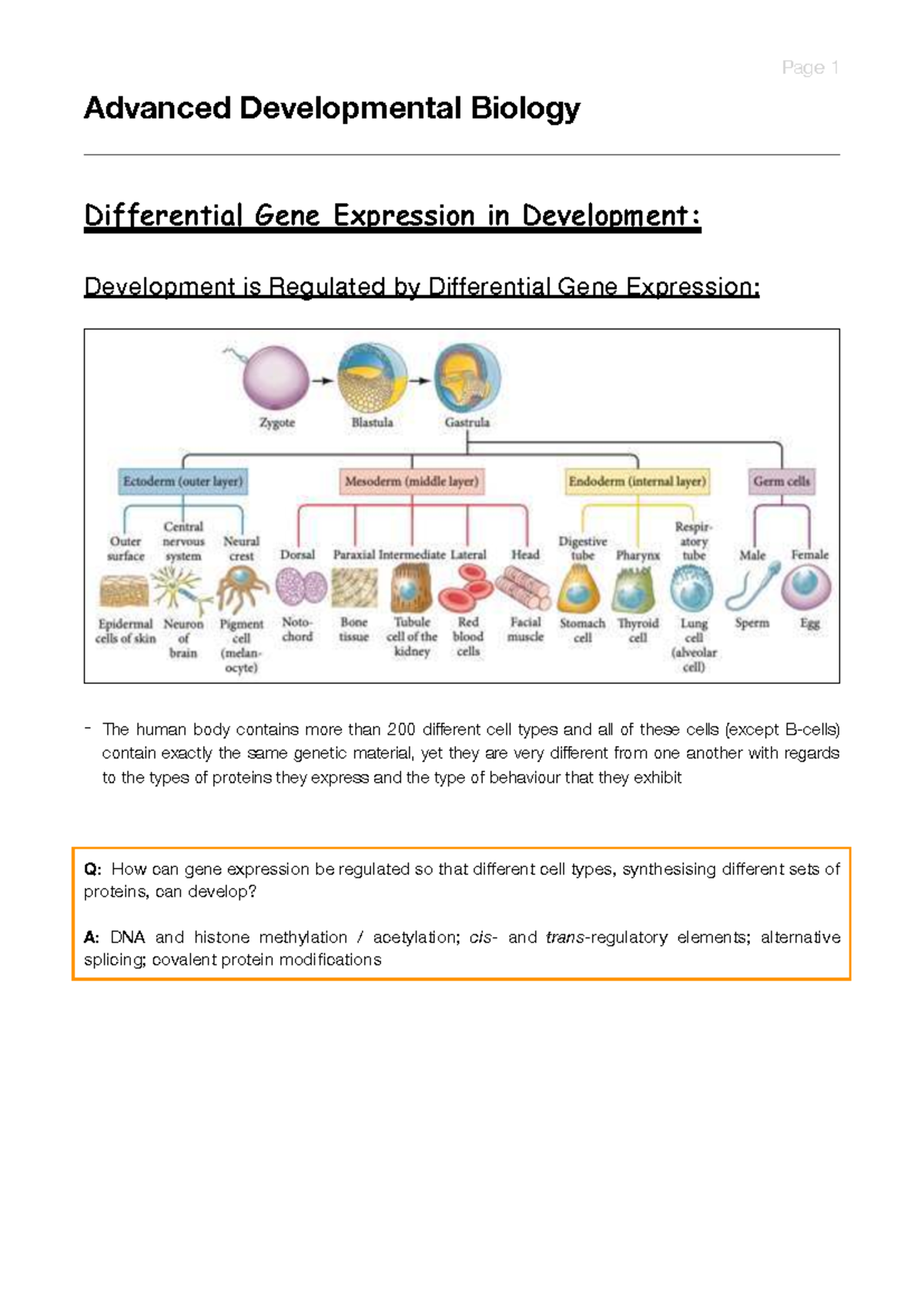 Genetics and Developmental Biology Block 4: Differential Gene ...