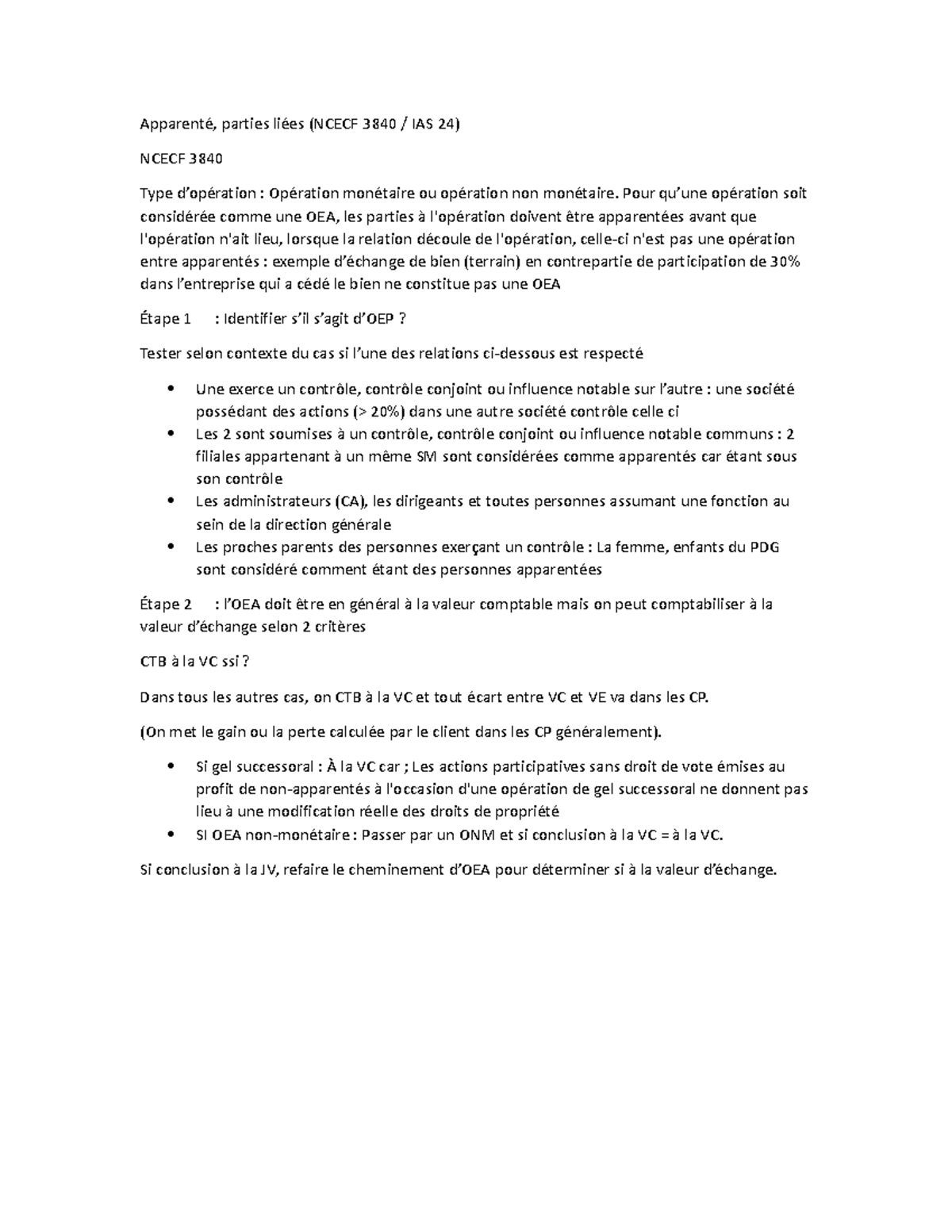 Analyse des Apparentés et Opérations Économiques NCECF 3840 - IAS 24 ...