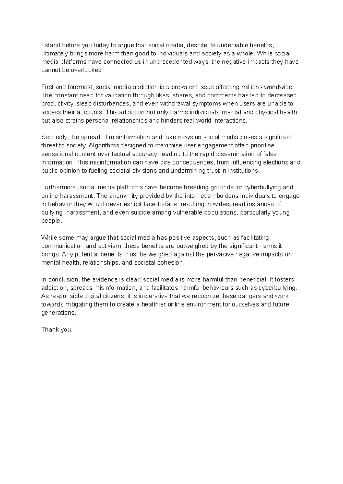 SOC 101: Essay Notes on the Harms of Social Media Usage - Studocu