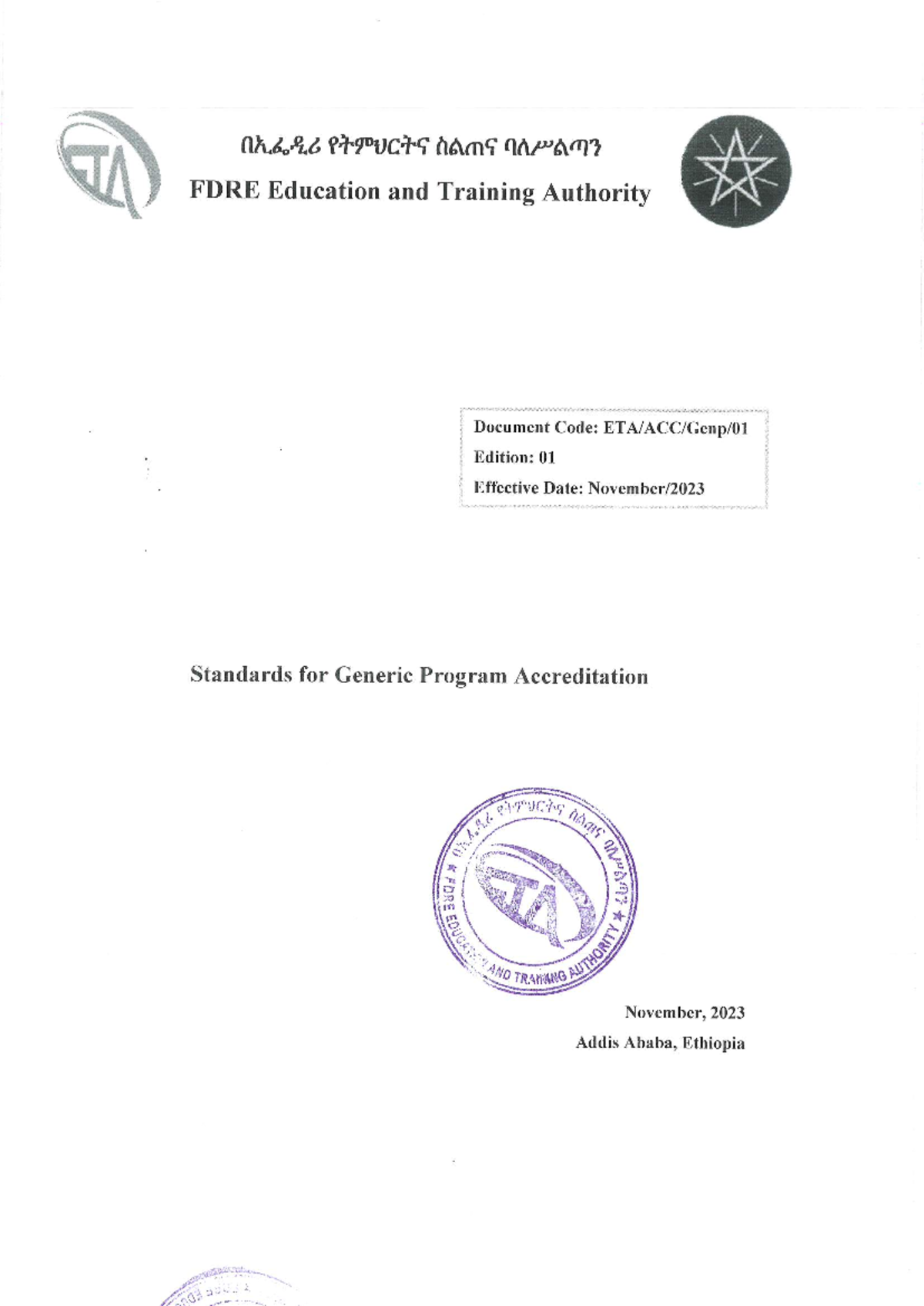 Standards for Generic Program Accreditation - ETA Document 01 - Studocu