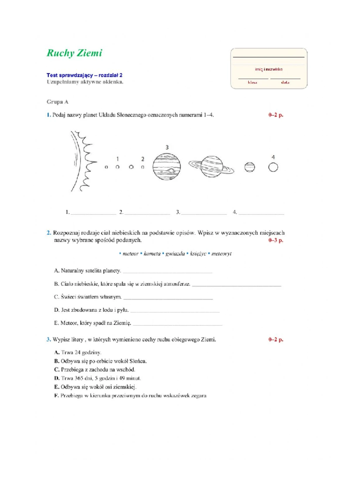 Krajobrazy Ziemi Część 2 Sprawdzian Klasa 6 Chmikuj www.studocu.com