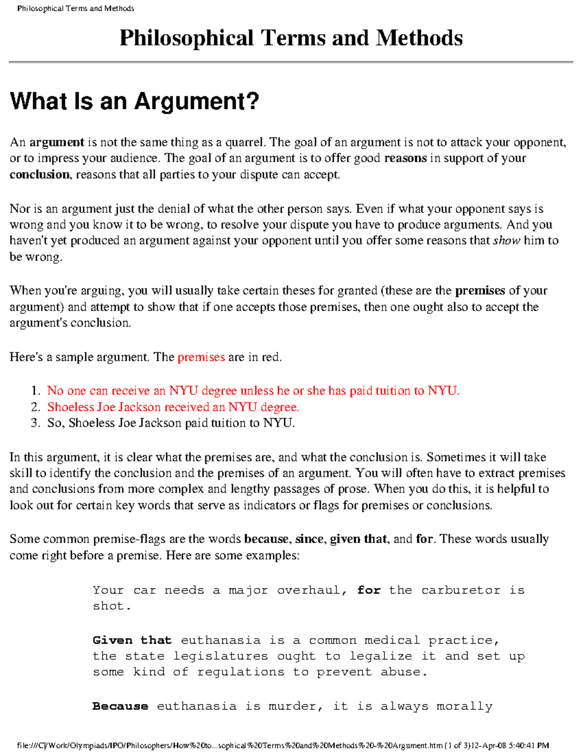 Philosophical Terms and Methods: Understanding Arguments and Validity -  Studocu