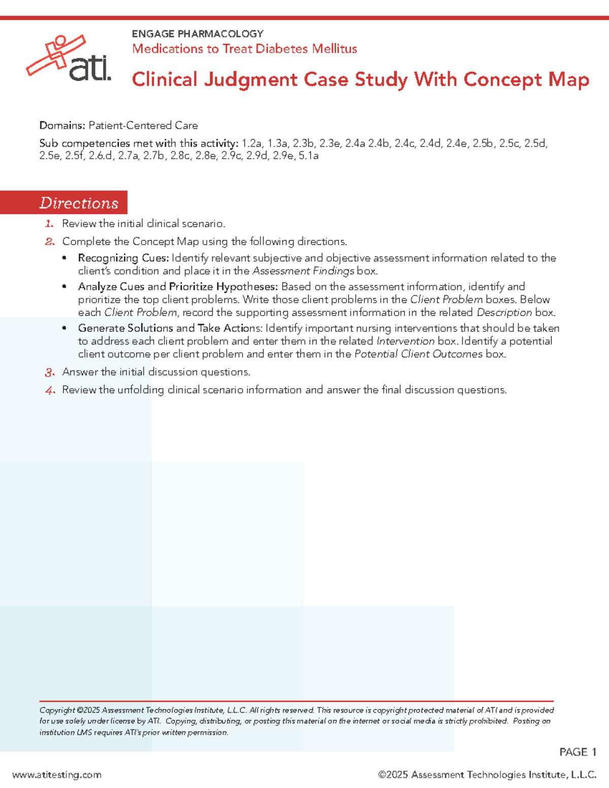 ENGAGE PHARMACOLOGY: Diabetes Mellitus Clinical Judgment Case Study ...