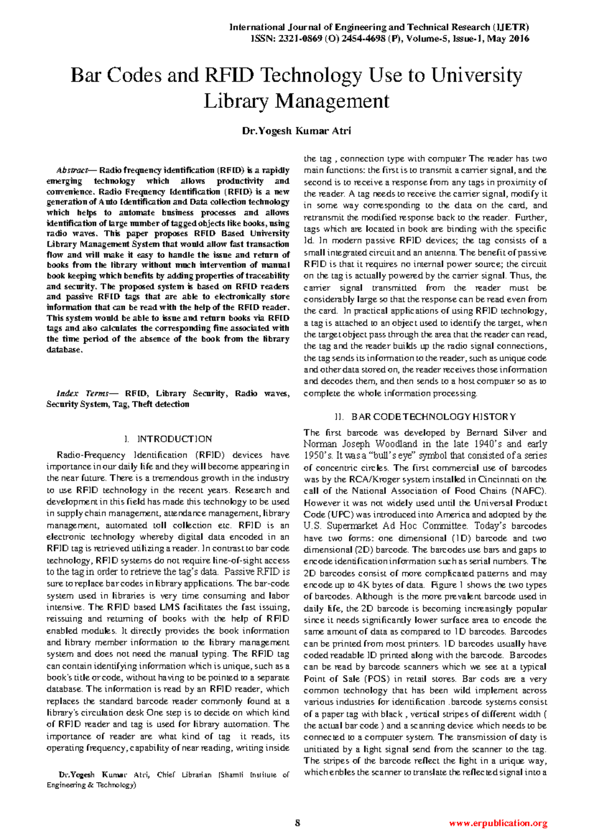 RFID-Based Library Management: A Barcode Replacement Study - Studocu