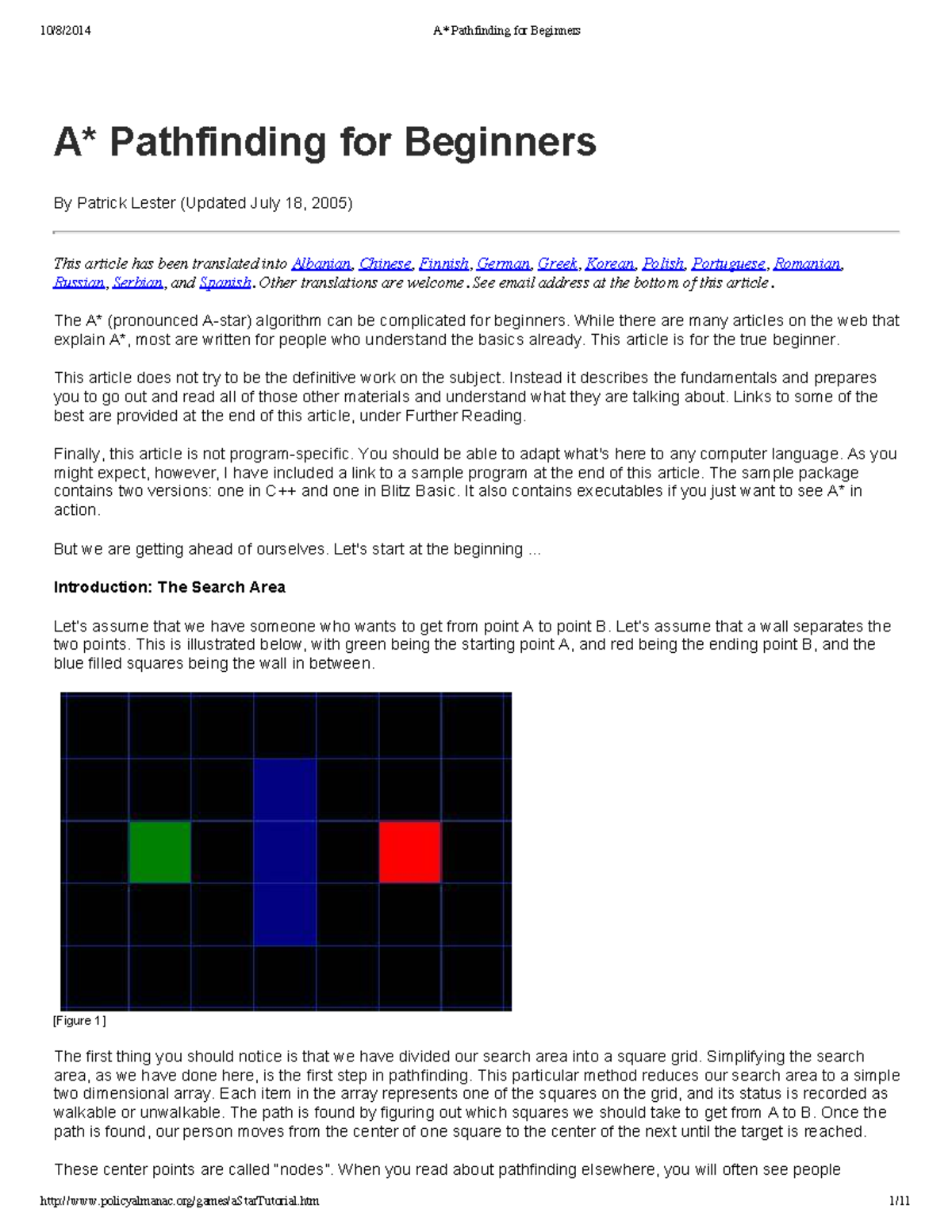 Astar - A* doc - A* Pathfinding for Beginners By Patrick Lester ...