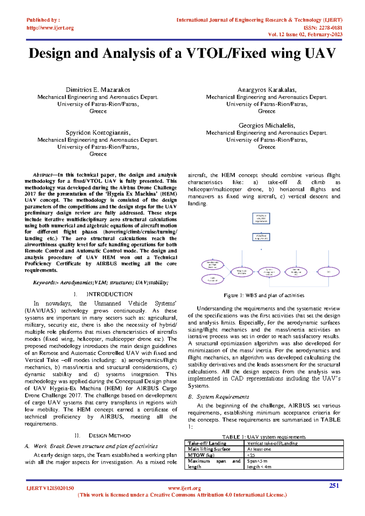 Design and analysis of a vtol fixed wing uav Ijertv 12IS02015 0 ...