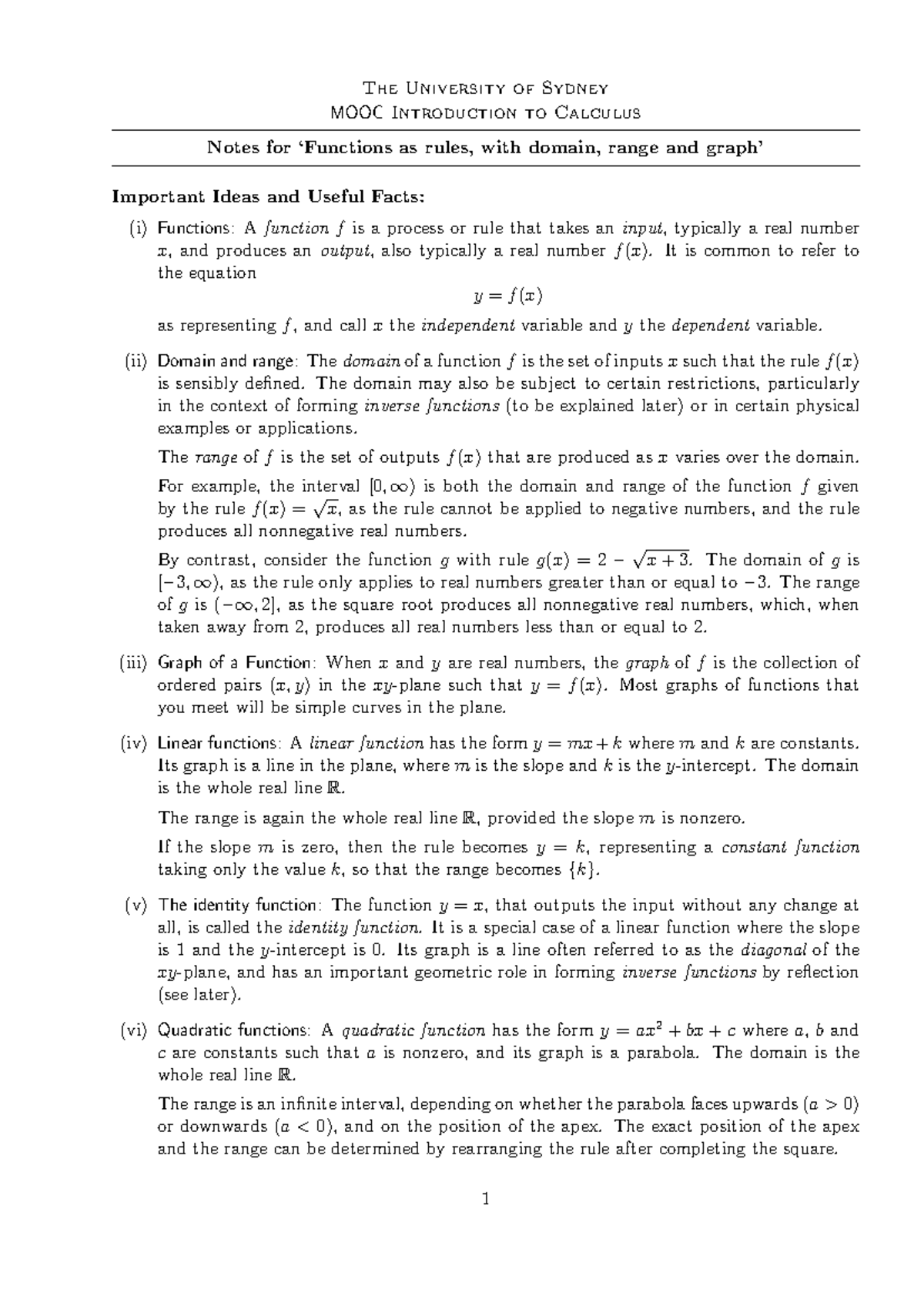 The University of Sydney MOOC: Introduction to Calculus - Functions as ...
